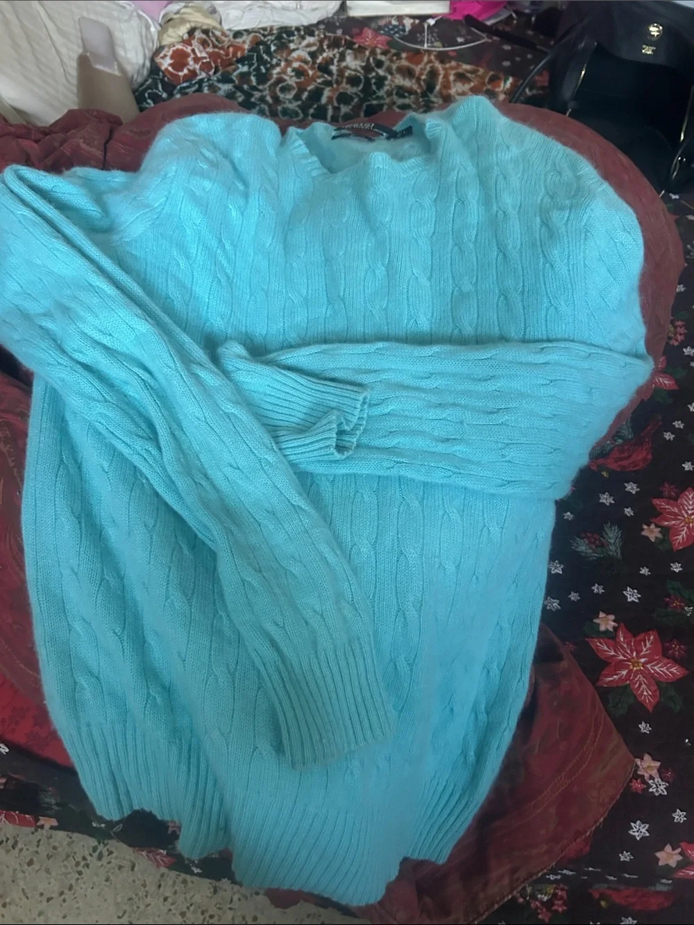 Polo by Ralph Lauren  vintage Pale Blue Cable-Knit Cashmere Sweater